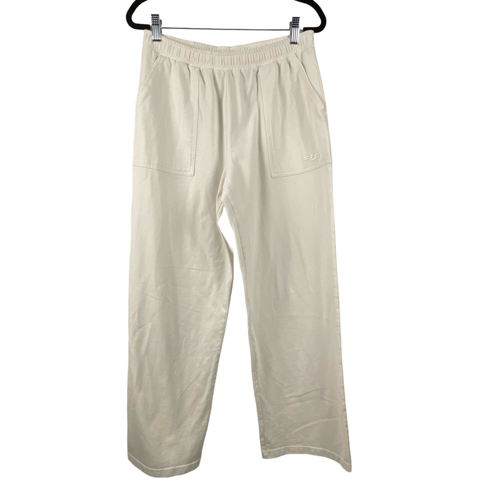 FILA White Cotton Straight Leg Lounge Yoga Pants Size L